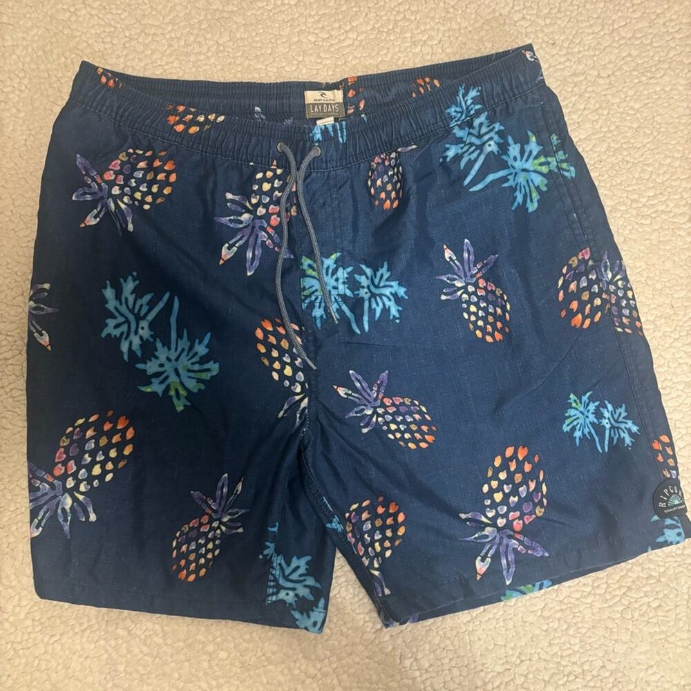 Rip Curl Men's Navy Lay Days Pineapple Print Board Shorts XL